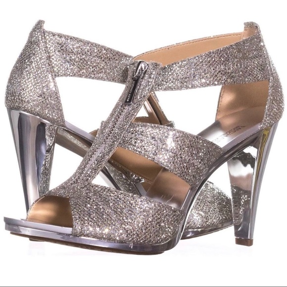 Michael Kors “Berkley” silver sparkly sandals - Picture 1 of 9